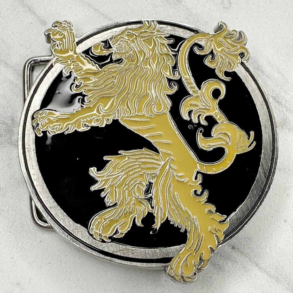 Heraldic Rampant Lion Belt Buckle Gold Black Silver ✨
